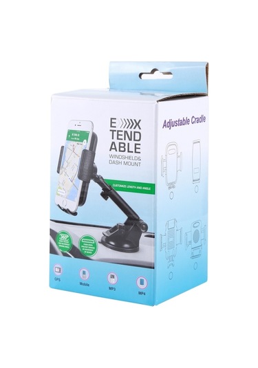 Sones Vantuzlu Evrensel Dönebilen Ayar Araç Ön Camı Cep Telefonu Tutucusu Siyah