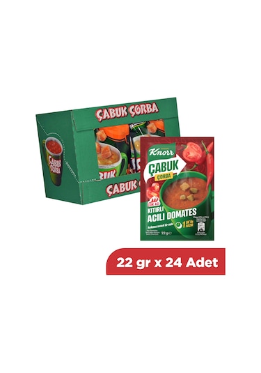 Knorr Çabuk Çorba Kıtırlı Acılı Domates 22 Gr X 24 Adet