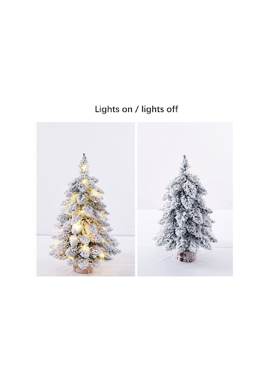Springsun Kar Masalı Led Aydınlatmalı Mini Noel Ağacı - Ahşap Tabanlı, Masa Dekoru 45/60/75 Cm Beyaz