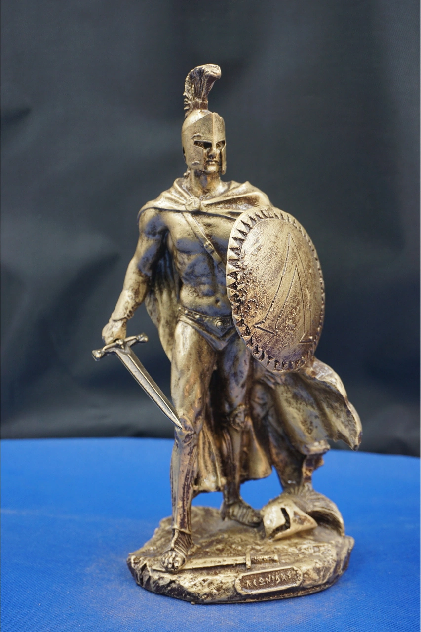 Antik Yunan Mitolojisi Leonidas Heykel Biblo Güç Ve Cesareti Yansıtan Dekoratif Aksesuar 25 Cm Altın