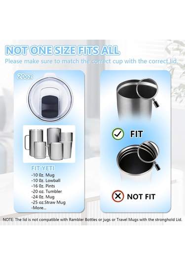 Yetı 20oz Bardaklar, 10/24oz Kupalar Ve 10oz Lowball Kupalar İçin 3'lü Paket 20oz Bardak Kapakları, Ozark Trail İçin Dökülmeye Karşı Kapaklar, Eski Stil Rtic, Bpa İçermez