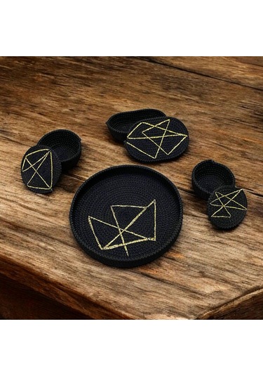 Hasır Sepet, Jüt Ip Sepet, 4'lü Dekoratif Saklama Kutusu, Hediyelik Sepet, Hasır Sunum Tepsi