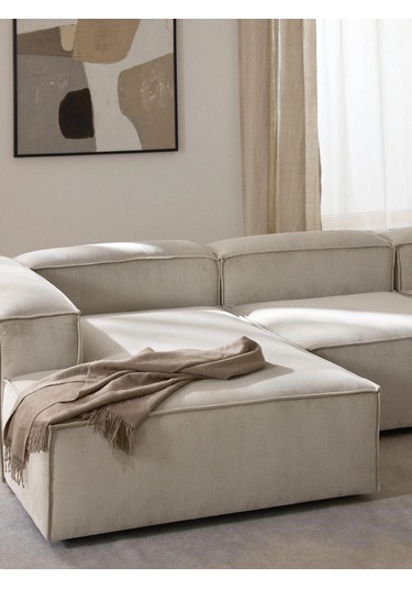 Most Mollis Plus Sol Köşe Dinlenme Fitilli Kırık Beyaz Kadife Kum