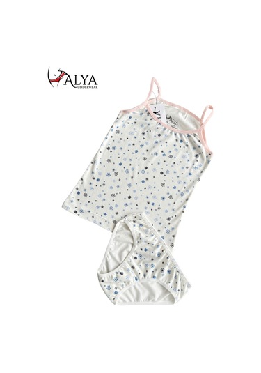 Alya Underwear Kız Çocuk Baskılı Ip Askılı Atlet Ve Slip Takımı Kar Tanesi Baskılı