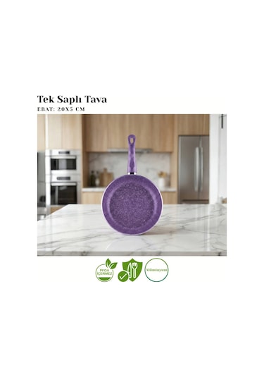 20 Cm Granit Tek Saplı Tava - Violet Violet