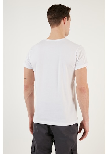 Buratti Pamuklu Slim Fit Bisiklet Yaka Erkek T Shirt 541Balance Beyaz