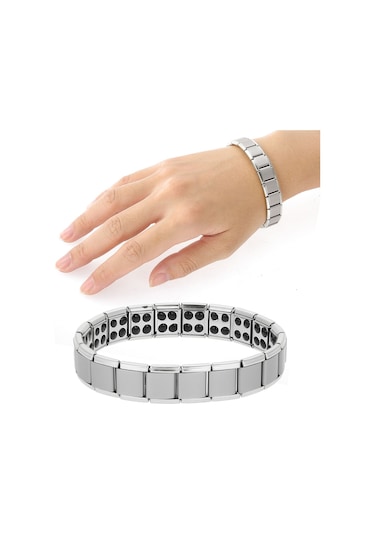 Tenfowee Germe Titan Çelik Bilezik - Kas Gerilimini Azaltır, Kan Dolaşımını Ve Esnekliği Artırır - Gümüş Renk, Dayanıklı Ve Kolay Bakım Silver