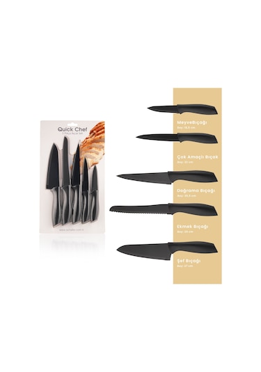 Schafer Quick Chef Bıçak Seti-5 Parça-Siyah