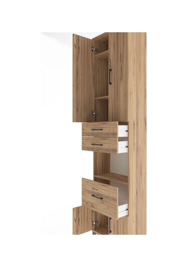 Arges Dolap 4 Raflı 3 Çekmeceli 2 Kapaklı 60x30x243 Çam-çam Atlas Çam