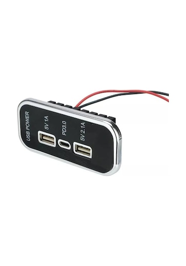 Type-c Usb 3 Portlu Araç Şarj Soketi Adaptörü 12v-24v