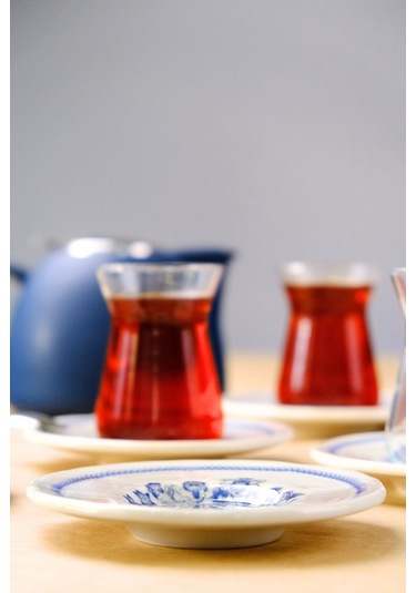 Tabak Evi Fulya Antik Çay Bardak Takımı 6 Kişilik 12 Parça Çok Renkli