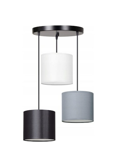 Akdeniz 3lü Silindir Kumaş Abajur Siyah