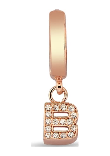 B Harfi Sallantılı 925 Ayar Gümüş Rose Tek Küpe - 12079202 Rose Gold