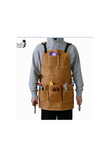 Feelingirl Takipçi Kuponu Mumlu Kanvas Çok Önlük Ayarlanabilir Askı Ağır Hizmet Marangoz Atölyesi Önlüğü