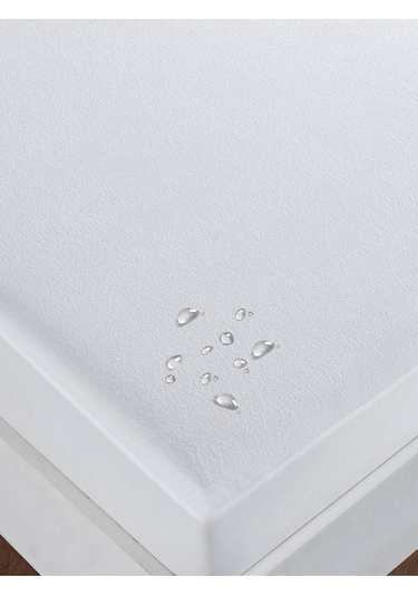 Alez Pamuk Fitted Su Sıvı Geçirmez Yatak Koruyucu Alez Beyaz