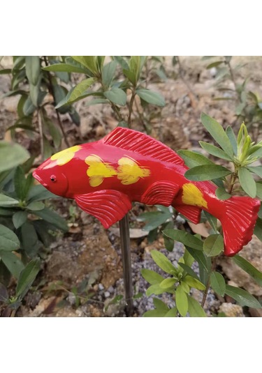 Dianziye Bahçe Zirve Balıkı Reçine Sanat Eseri, Bahçe Dekorasyonu, Zirve Motifli, Kırmızı Renkli, Ev Ve Bahçe Süs Eki, Dayanıklı Dekoratif Figür