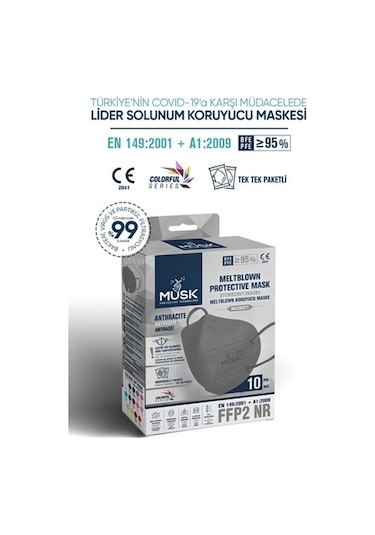 Musk Ffp2/N95 Maske Gri 10 Adet