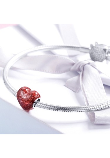 Fastbuy S925 Saf Gümüş Kırmızı Aşk Dıy Bilezik Kolye Boncuk Çok Renkli Takı Çok Renkli