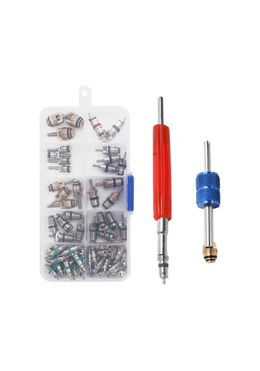 Qingmipy Otomobil Klima Valfi Seti R134a - 100 Adet Tamir Ve Bakım İçin Valf Spoli Paketi + 2 Adet Valf Anahtarı