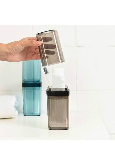 Sones Seyahat Diş Fırçası Kutusu Taşınabilir Çiftler Seti Ağız Suyu Bardağı Şeffaf Mavi Diğer