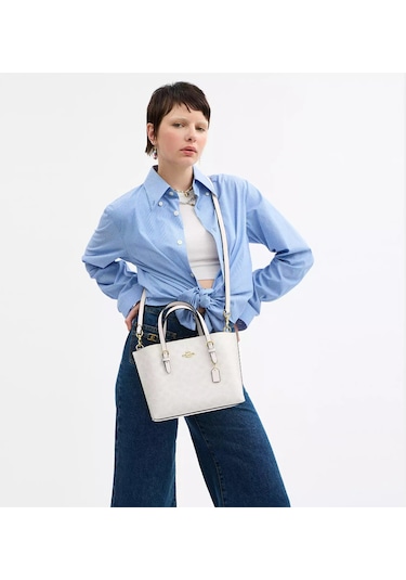 Coach Mollie Small Tote Kadın Çapraz Çanta Cv965 Beyaz