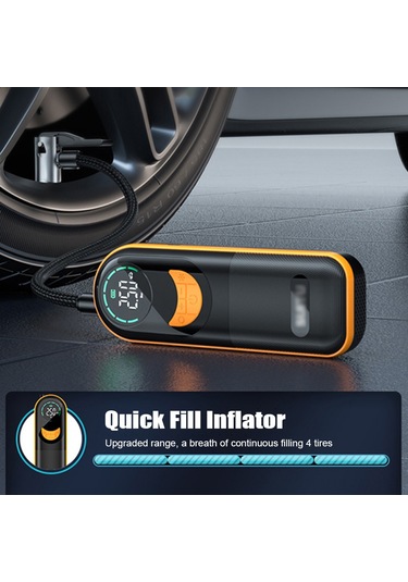 Yaozixa Kablosuz Akıllı Arabalar Lastik Hava Pompa, 4 Ön Ayar Modlu, Dijital Ekranlı, Otomatik Durdurma, 2000mah Li-po Pil, 150 Psı, Led Işık