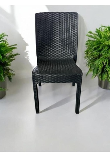 6 Adet Kolsuz Rattan Sandalye Antrasit Antrasit