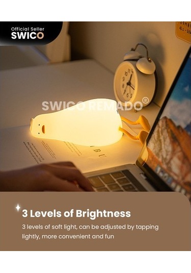 Metabagua Swico Remado Şarj Edilebilir Silikon Sevimli Ördek Gece Lambası 2bvnc3 Beyaz