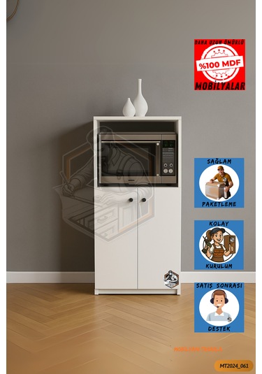Tamamı Mdf Mini Fırın Dolabı 2 Kapaklı Çok Amaçlı Mutfak Dolabı