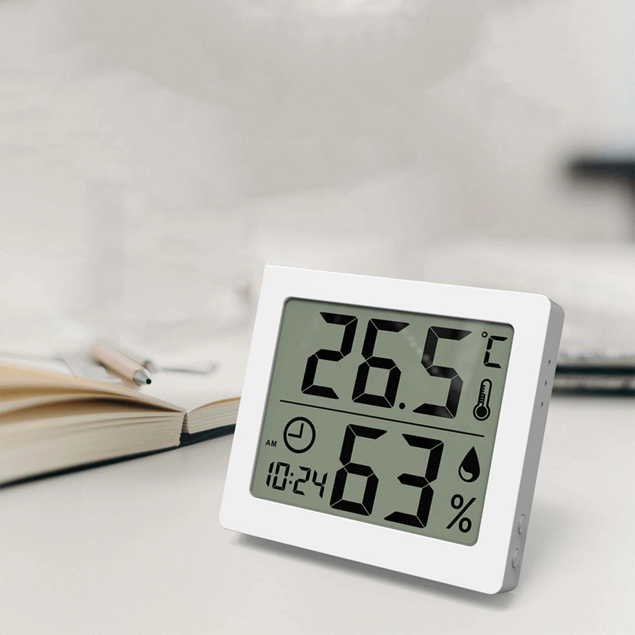 Konesam Ev İçi Dijital Sıcaklık Ve Nem Ölçer, Bebek Odası İçin Klimatik İzleme Sensörü, Beyaz, Kolay Kurulum