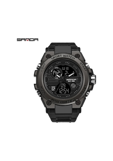 Sanda Sanda 739 Dış Mekan Spor Çift Ekran Hareketi Çoklu Kinetik Elektronik Saat Gelgit Erkek Su Geçirmez Parlak Erkek Saati Ordu Yeşili Çok Renkli