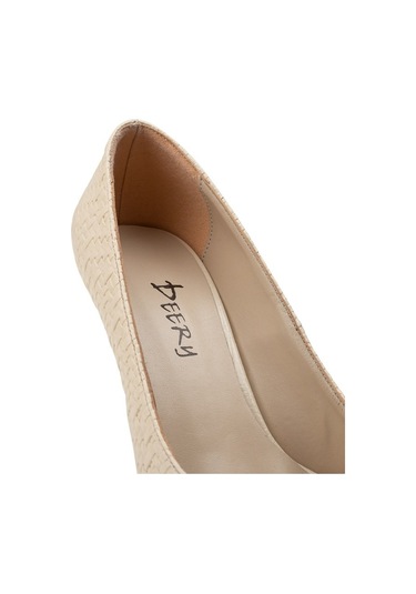 Deery Bej Rengi Hasır Desen Kadın Stiletto Bej