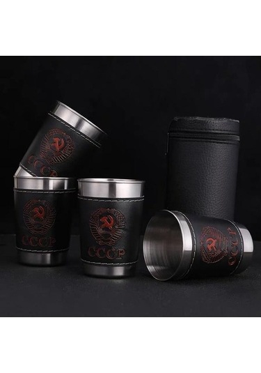 Trendooze Votka Taşınabilir Shot Şarap Rusya Pu Paslanmaz Mini Kişiselleştirilmiş Kılıf Çelik Bardağı Bardağı B Adet/takım 56864453 4 304 30 Ds