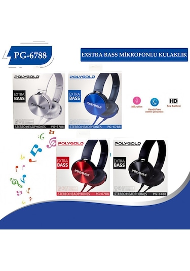 Polygold Pg-6788 Extra Bass Mikrofonlu Kulaklık