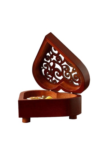 Müzik Kutusu Ahşap Kalp Şeklinde Müzik Kutusu Yaratıcı Süslemeler Tatil Hediyeleri Erkekler Kadınlar Arkadaşlar Ahşap Oyma Mekanizma Müzik Kutusu