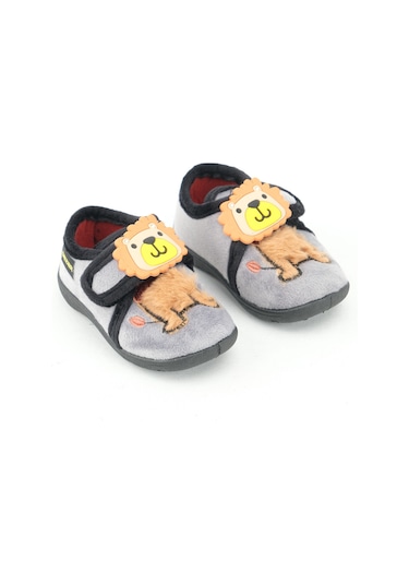 Gezer Erkek Çocuk Bebek Kışlık Cırtlı Ayarlanabilir Günlük Okul Kreş Panduf Ayakkabı Gri