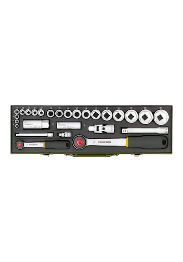 Proxxon 23020 1/4-1/2 Cırcır Kollu 27 Parçalı Lokma Takımı