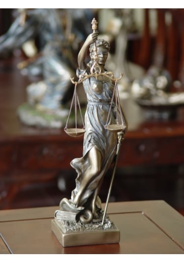 Veronese Bronz Renk Adalet Heykeli Themis Figürü 33cm