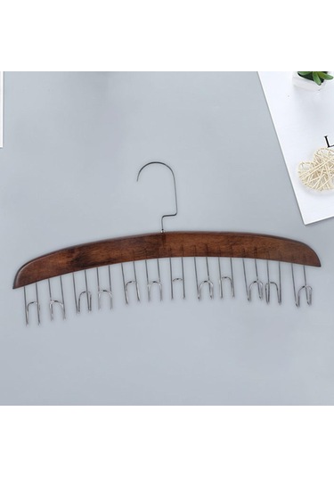 Suntek Ahşap Kravatlık Şal Havluluk 12 Kancalı Atkı Kemer Tank Üstü Koyu Kahve Kahverengi