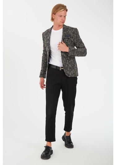 Sposo 5118 Dar Kalıp Kışlık Siyah Erkek Blazer Ceket Siyah
