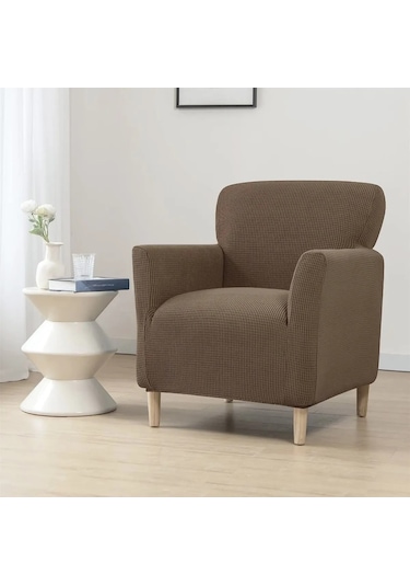 StarMall Streç Yikanabilir Karedesen Tek kişili Koltuk Örtüsü, kanepe, çekyat Kılıfı Kahva