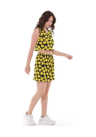 Tweety Çizgi Film Karakterli Alt Üst Crop Şorttakım-436-siyah Siyah