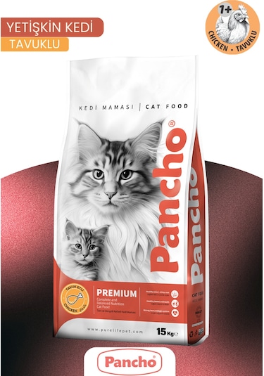 Pancho Tavuklu Yetişkin Kedi Maması 15 KG