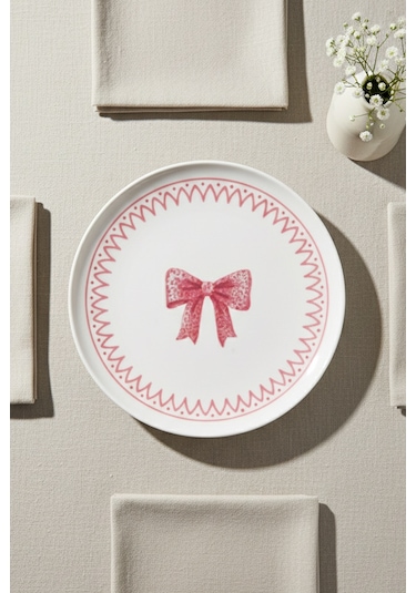 Bernardo Ribbon 6 Parça Pasta Takımı Beyaz - Pembe