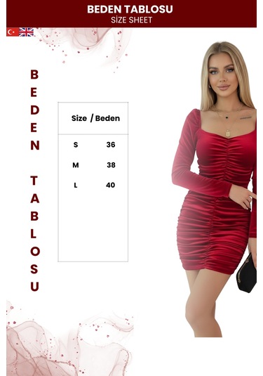 Zedefx Kadın Slim Fit Zarif Elbise Kırmızı