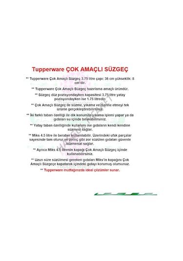 Tupperware ÇOK AMAÇLI SÜZGEÇ HSGL