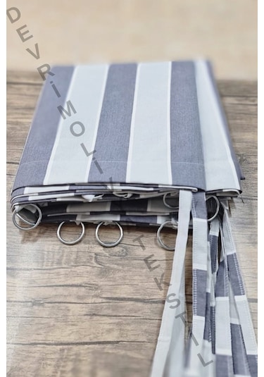 Devrim Olivya Tekstil Halkalı Düz Antrasit Renk Özel Dikim Lüks Balkon Perdesi - En X Yükseklik Ölçü Seçenekleri Antrasit- Gri