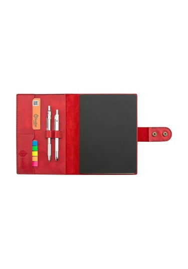 A5 Defter Ve Ajanda Kılıfı - %100 Rainbow Deri - Ko10001 - Kırmızı Kırmızı