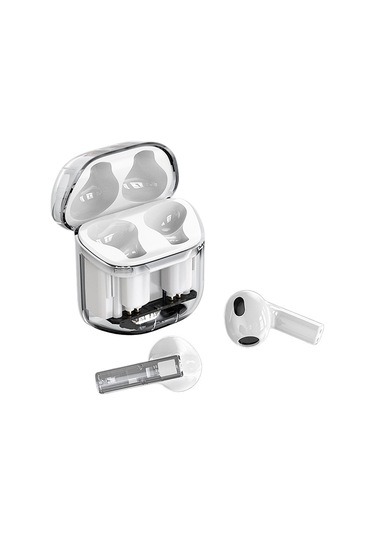 Qingmipy S11 Bluetooth 5.3 Kulaklık - Şeffaf Gövde, Kayıpsız Ses, Su Ve Ter Dayanıklı, Uzun Pil Süresi, Akıllı Gürültü Dürtme, Parmak İzi Kontrol Beyaz