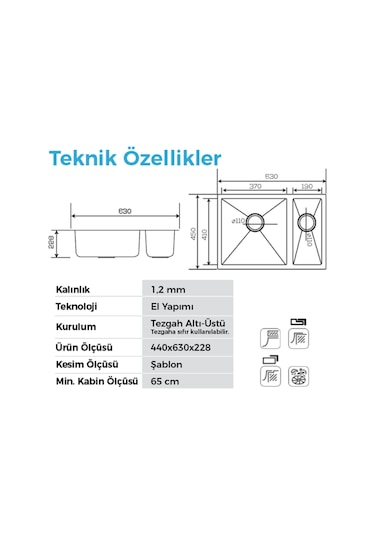 Crauf Stella 4563 Pvd Altın 1,5 Gözlü Sağ Paslanmaz Çelik Mutfak Eviyesi Altın